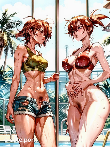 Misty from Pokémon With Messy Hair in Black & White Hentai Action