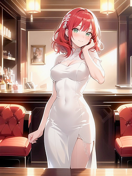 Red-Haired Beauty Stares at You While Sensually Touching Her Face in Steamy Hentai Scene