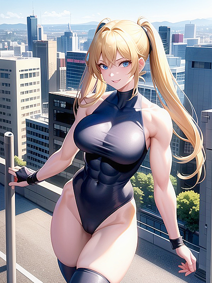 Blonde-Haired Pigtails With Light Brown Skin in Seductive Hentai Action