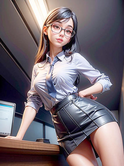 Asian Beauty in Glasses Gets Pounded Hard in Top-View Hentai AI Image