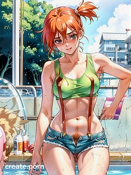 Large-Assed Anime Beauty Splashes into the Pool for Steamy Hentai Fun