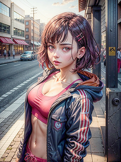Bust Shot Cityscape View in Seductive Hentai Action