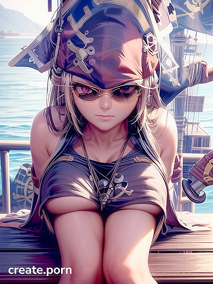 Pirate Chick with Sunglasses Teasing Over the Rail for Ultra-Detailed Hentai Pleasure