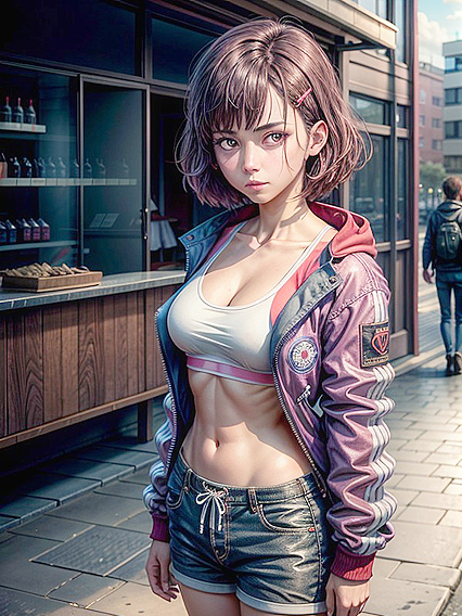 Frontal Bust Shot of Seductive Hentai Beauty in Explicit Pose