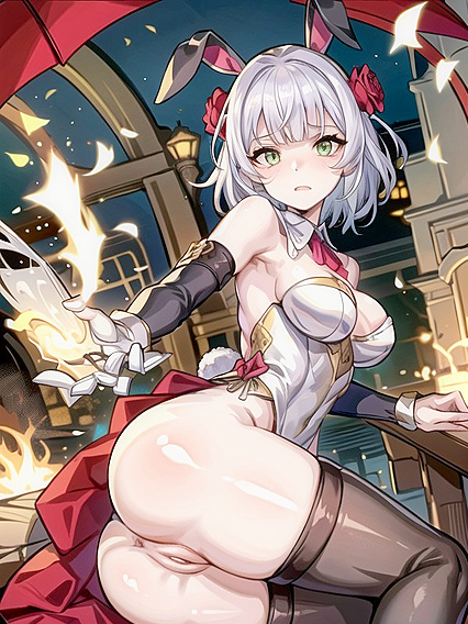 Bunny Girl 18+ in Thick Line Art Wears Seductive Nylons for Steamy Hentai Action