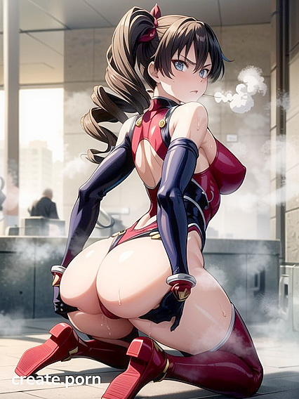 Steamy Rear View: She Looks at You While Supporting Her Ass in Hentai Bliss