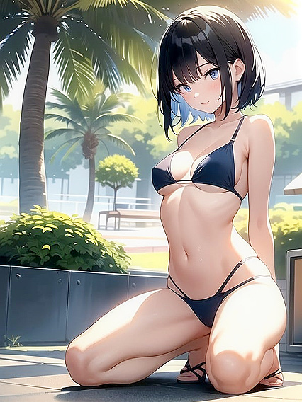 Sunny with Arms Raised in Seductive Hentai Action