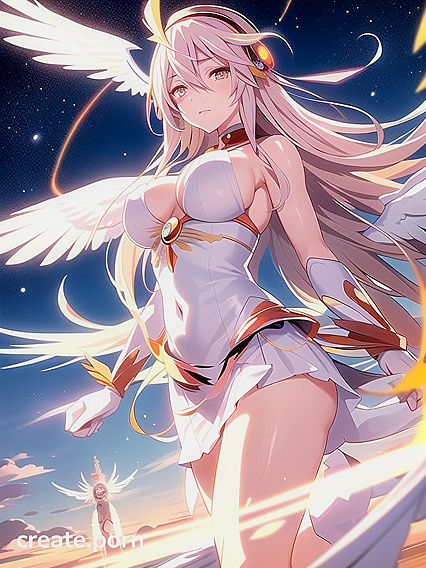 Golden-Haired Beauty Flies Through Clouds With Sun-Kissed Pale Skin in Anime