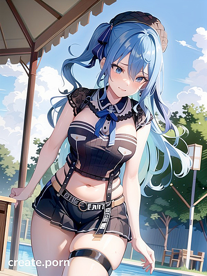 Mischievously Blushing in Form-Fitting Clothes at the Oasis Hentai Scene