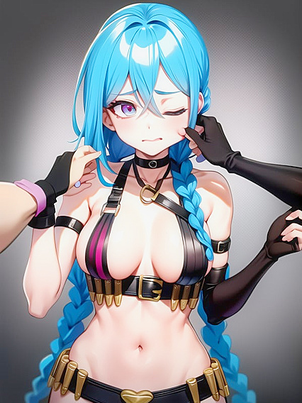 Jinx from League of Legends Gets Her Cheeks Pinched in Steamy Hentai Action
