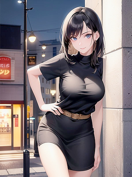 Sexy Mature Woman Poses with Hands on Hips for Sizzling Hentai Pleasure