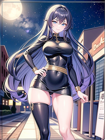 Thick Lines Ink Black-Haired Beauty in Joyful hentai Pleasure
