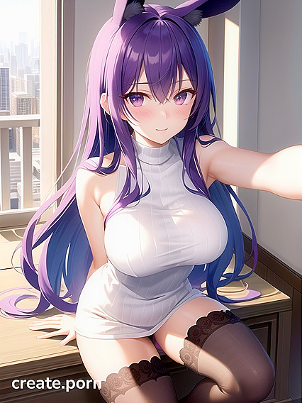 Light Blue-Haired Beauty with Rounded Breasts in Mesmerizing Hentai Action