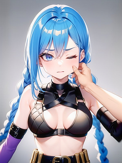 Jinx from League of Legends Gets Her Cheeks Pinched in naughty Hentai Action