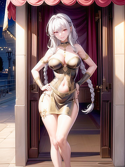 Ultra-Detailed Hentai Fantasy: Pink-Eyed Beauty in Seductive Waist-Shot Action