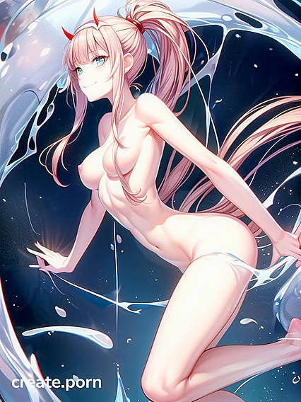 Ponytailed Beauty Splashes in Gleaming Water Droplets for Sensual Hentai Pleasure