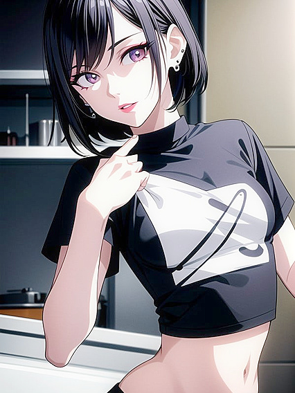 18-Year-Old With Short Black Hair Gets Wild inKitchen Hentai Action