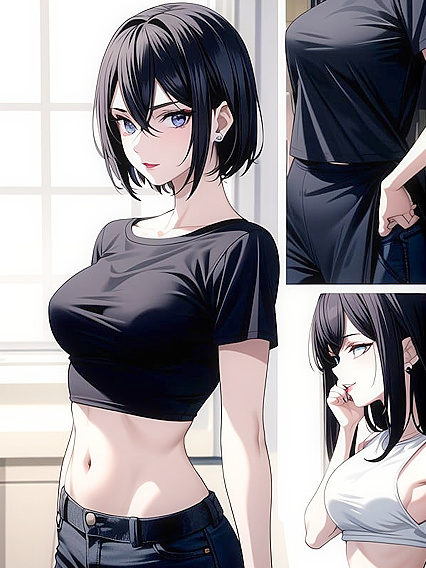 Busty Babe with Short Black Hair and Multiple piercings inSTEAMY Hentai Action