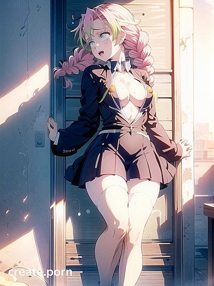 Gorgeous Pink-Eyed Beauty with Pale Skin Shines in Standing Hentai Action