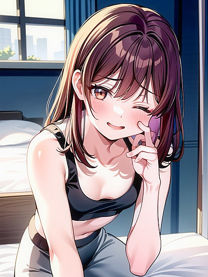 Skinny Girl 18+ with Pale Skin Enjoying Happy Moments in Hentai Bliss