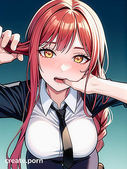 Makima Seductively Sucks HerThumb in Front View Hentai Bliss