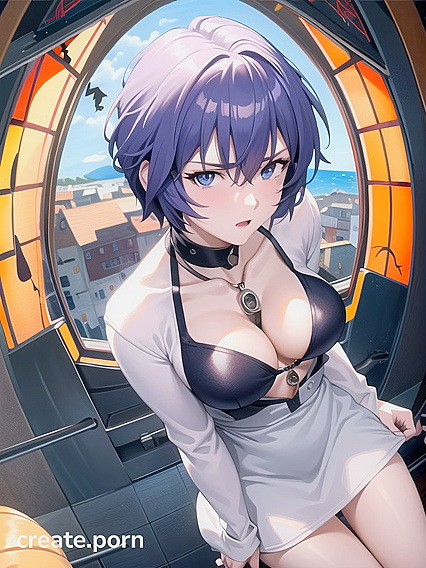 Top Down Church Hentai AI Image with Hands on Hips