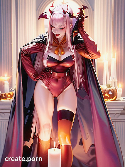 Licking Her Lips, Half-Naked on the Bed, Busty Cosplay Seduction Hentai
