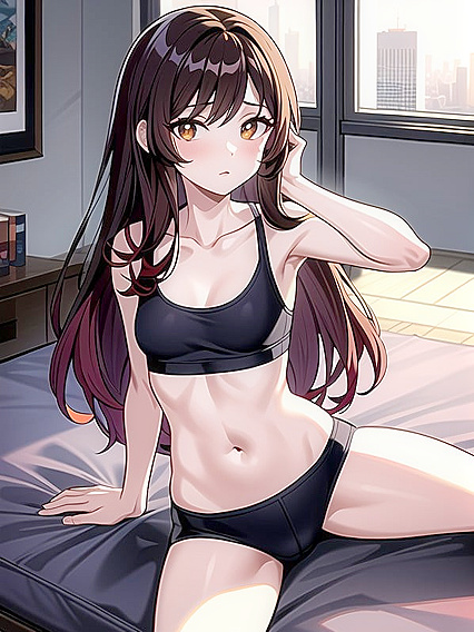Intense Close-Up of Brown-Eyed Beauty with Large Breasts in Hentai Ecstasy