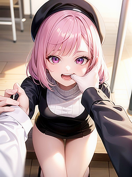 Bobcut Babe in Beret and Sweater for Steamy Hentai Pleasure