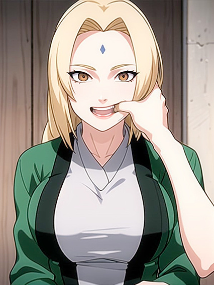 Tsunade from Naruto Sucking Her Thumb in Intense Hentai Close-Up Action