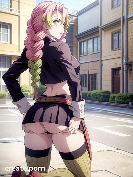 Mitsuri Kanroji from Demon Slayer Shows Off Her Curvy Ass in Waist-Shot Hentai Action