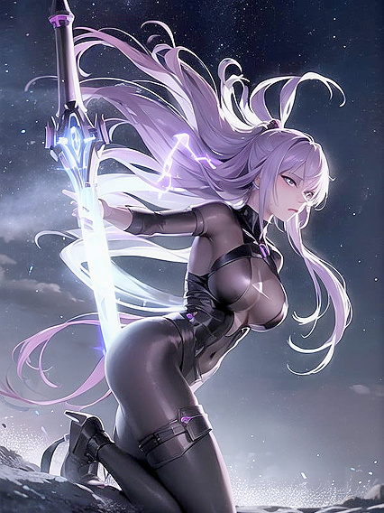 Warrior Engages in Intense Battlefront Action on a Mystical Field