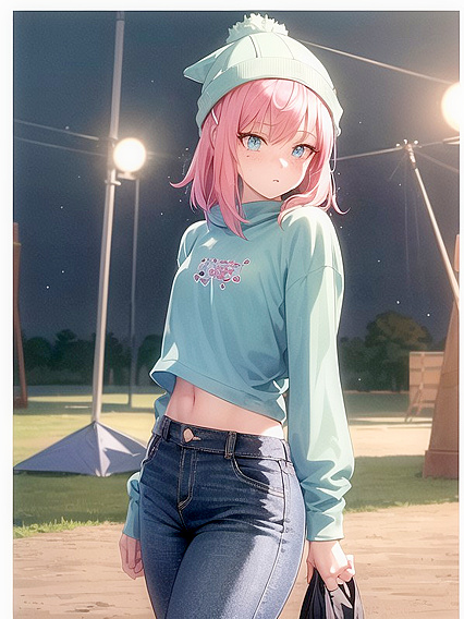 18-Year-Old in Jeans Enjoying Casual Hentai Pleasure