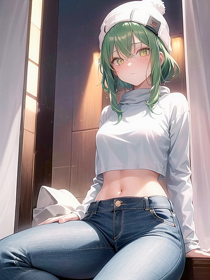Green-Eyed Bobcut Babe in Extra Large Hoodie for Steamy Hentai Pleasure