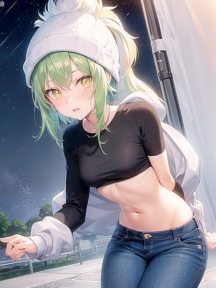 Bobcut Babe in Oversized T-Shirt Gets Tent Pleasure in Hentai AI Action