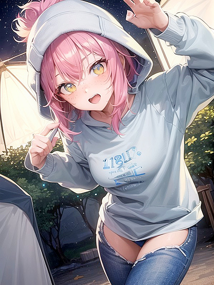 Beanie Wears a Casual Outfit for Steamy Tent hentai Sessions