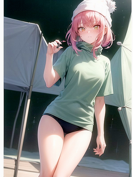 Pink-Haired Cutie in Oversized T-Shirt Enjoying Tiny 18+ Breasts Hentai Fun