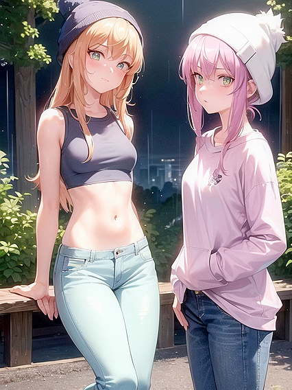 Glowing-Eyed Bobcut Babe in Casual Hentai Action