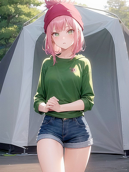 Pink-Haired Babe in Oversized T-Shirt and Jeans Enjoying Horny Hentai Action