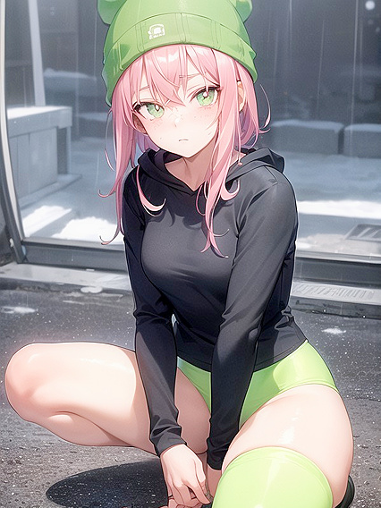 Freckled Beauty in Stockings Soaked by Raining Hentai Pleasure