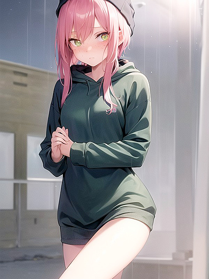 Pale-Skinned Beauty with Small Ass Enjoying Rainy Day Hentai Pleasure