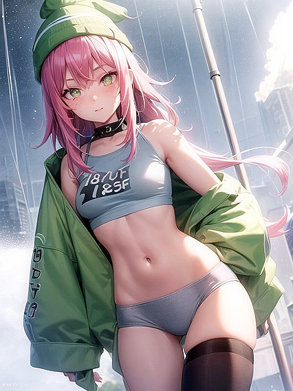 Pale-Skinned Beauty in a Fit Hoodie Takes Pleasure in Anime Ecstasy