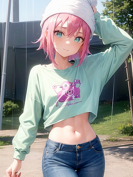 18-Year-Old in Hoodie and Oversized T-Shirt Exploring hentai Pleasures