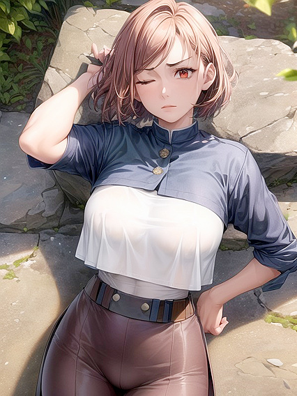 Nobara Kugisaki's Sad Expression Enhances Her Massive Ass in Steamy Hentai Scenes