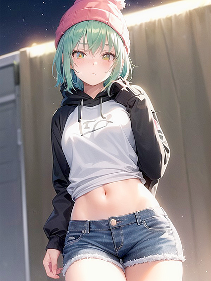 Glowing-Eyed Cutie with Small Breasts Shines in Casual hentai Scenes