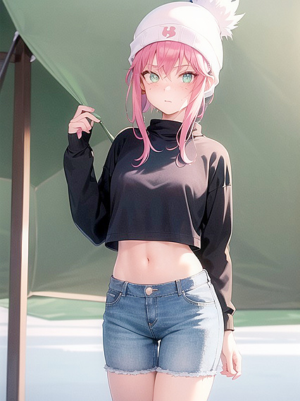 Pastel-Colored Pink-Haired Beauty in Casual Hentai Action