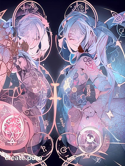 Twins Girl 18+s Cast Spell with Matching Tattoos for Erotic Hentai Adventures