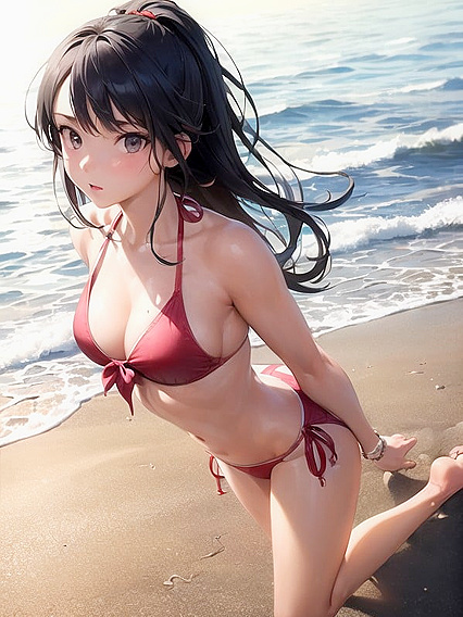 Seaside Sunset Seduction: Front-View Pleasures in Hentai AI Paradise