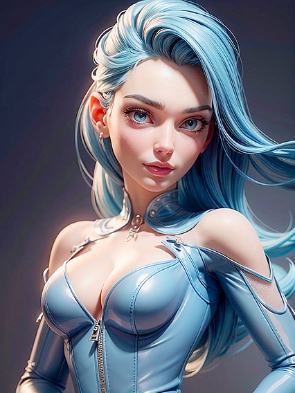 Elsa in Seductive Light Blue Latex for Steamy 3D Hentai Action