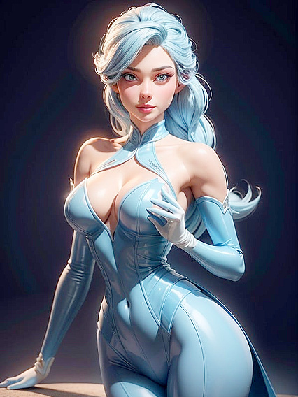 Elsa Wrapped in Light Blue Latex for Intense 3D Hentai Pleasure